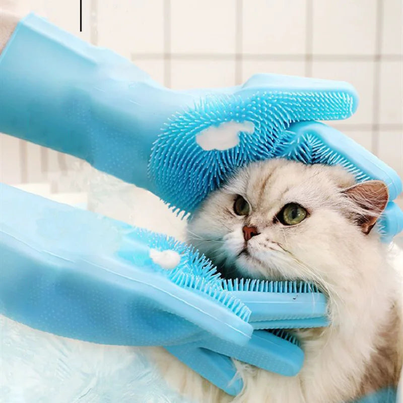 gants de bain en silicone pour animaux de compagnie
